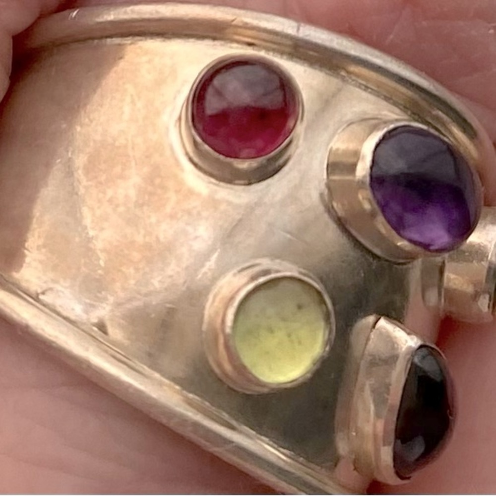 Sterling Silver ring with 5 semiprecious stones - Picture 4 of 6